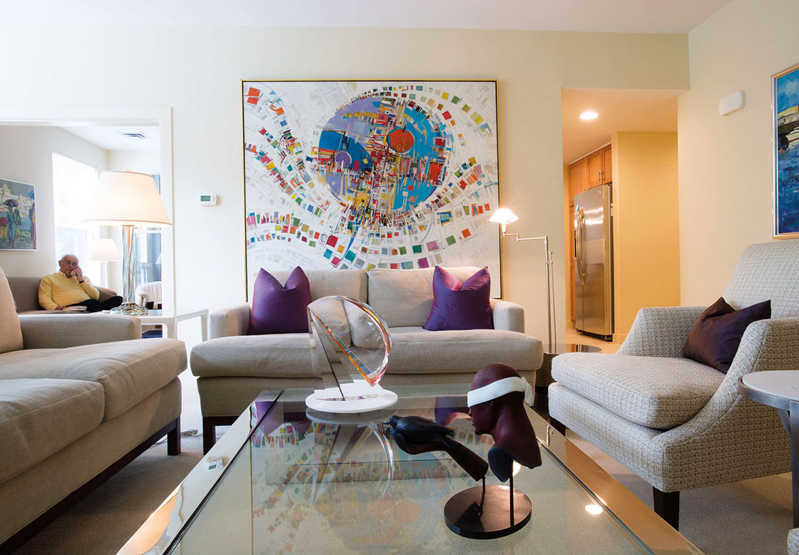 A NewBridge on the Charles apartment decorated with modern furniture and contemporary art.