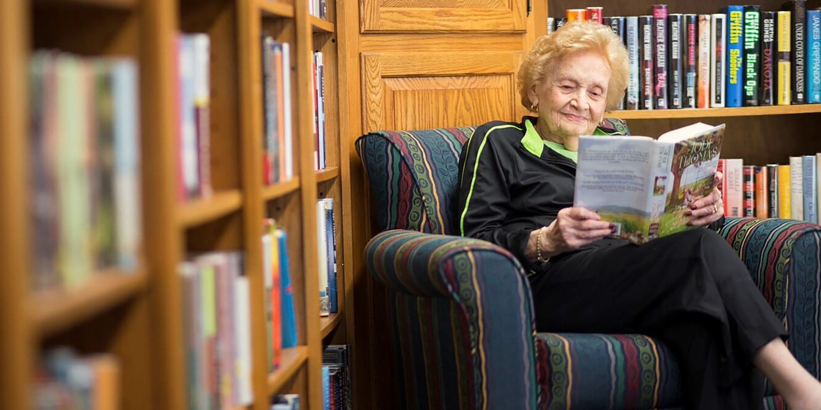 woman sitting reading