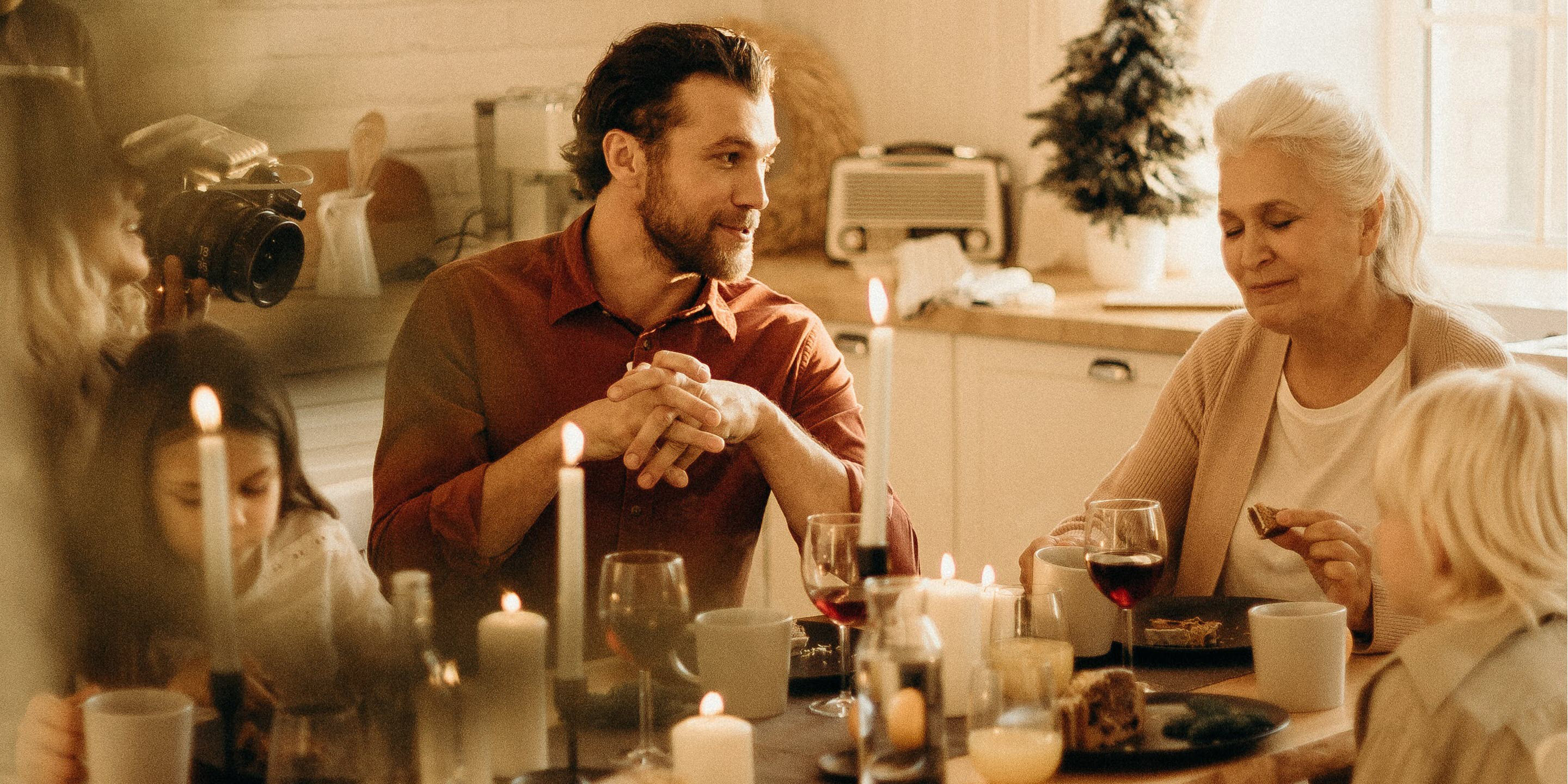 Family with their senior family member during a holiday