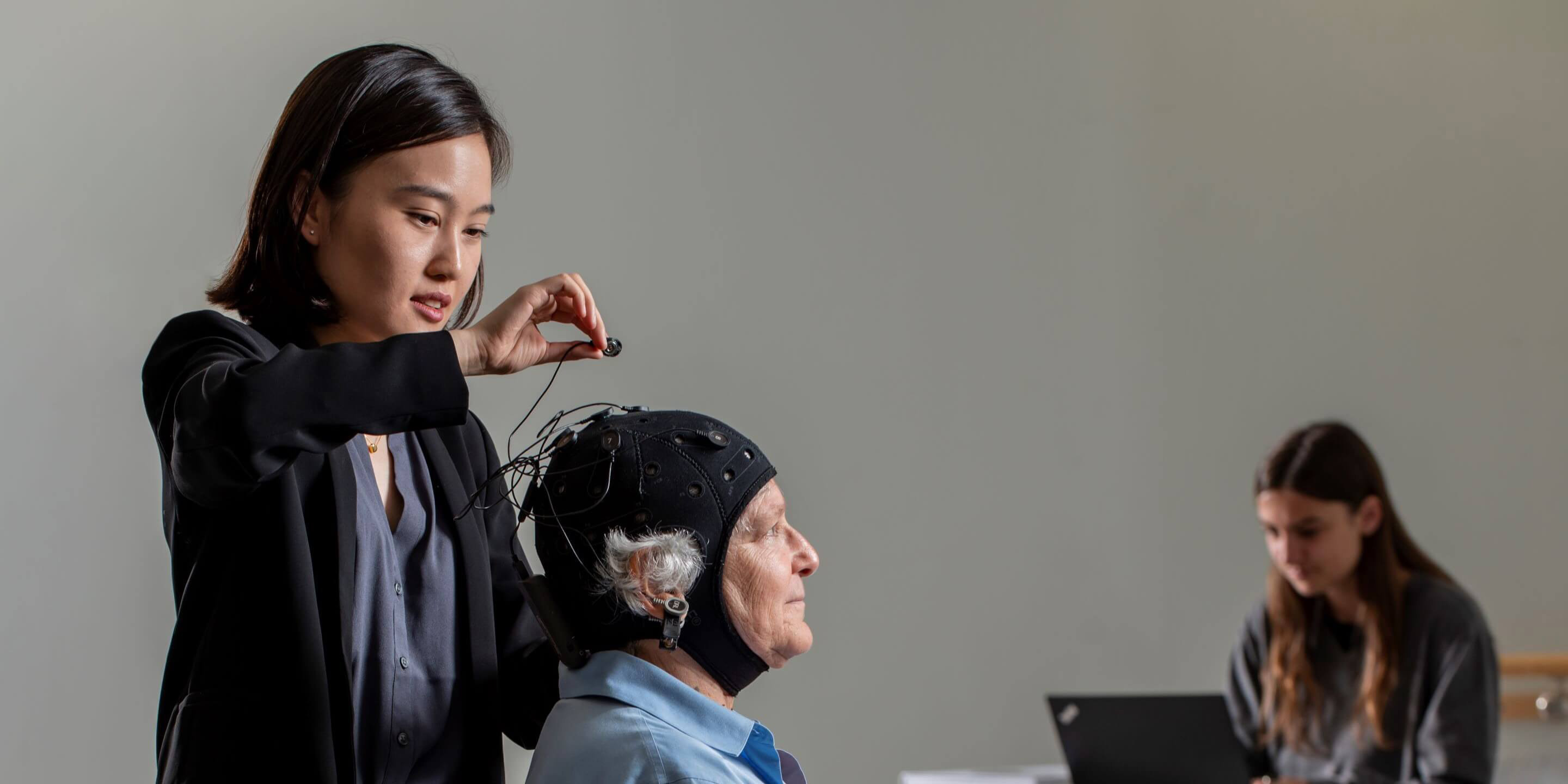 Man participating in non-invasive brain stimulation