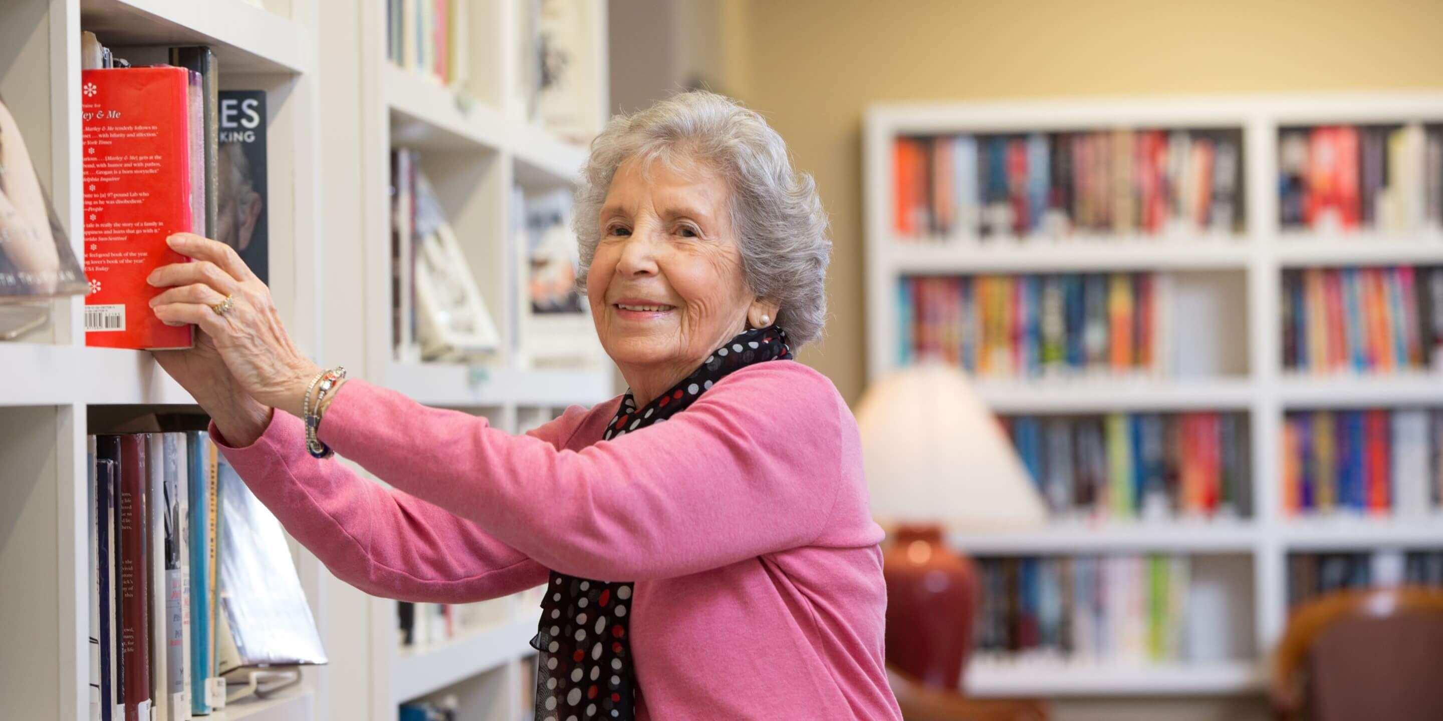 Older woman in library