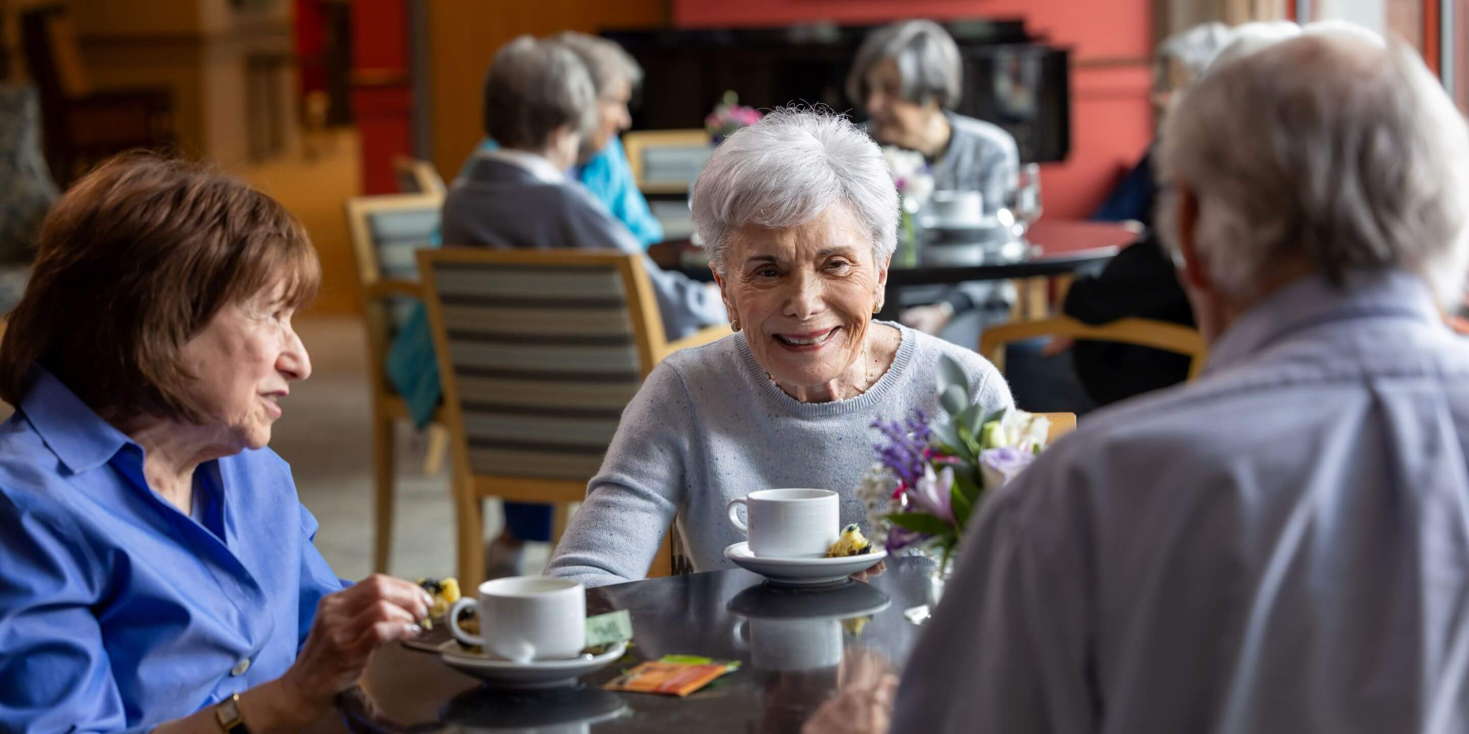 Older women sitting together in a dining room