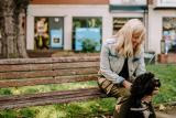 Woman sitting with her dog