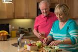 Older adults cooking together