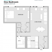 Goldman Residence one-bedroom sample floorplan