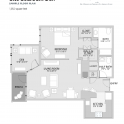 NewBridge IL One-Bedroom with Den Apartment Floorplan