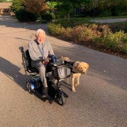 Man resident out with dog