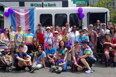 A group from Hebrew SeniorLife who marched in the Boston Pride Parade