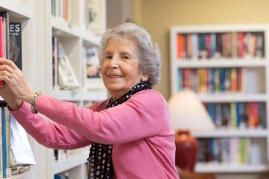 Older woman in library