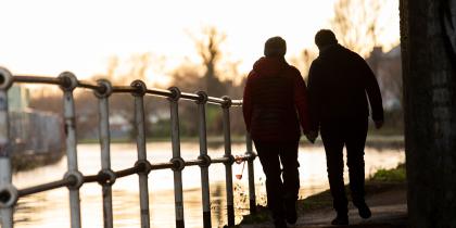 senior couple walking