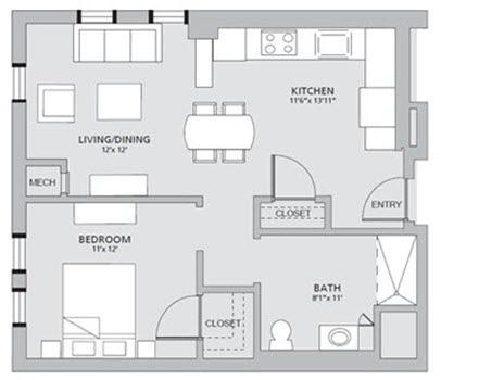 108 One Bedroom Layout