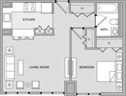 Cohen one bedroom blueprint