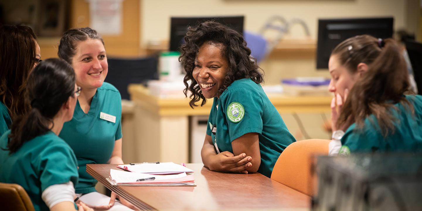 student nurses sitting together