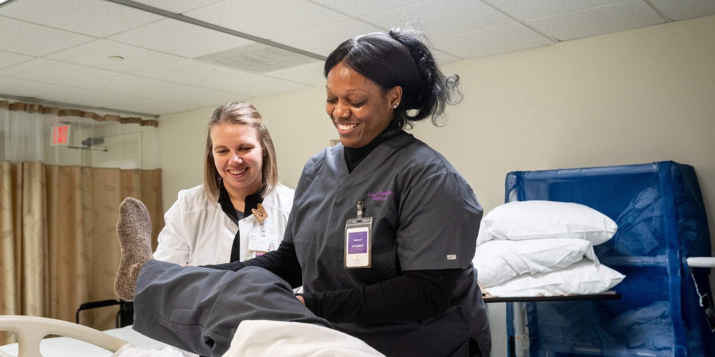 Nurse practicing with doctor