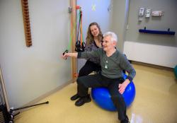  Outpatient on balance ball exercising