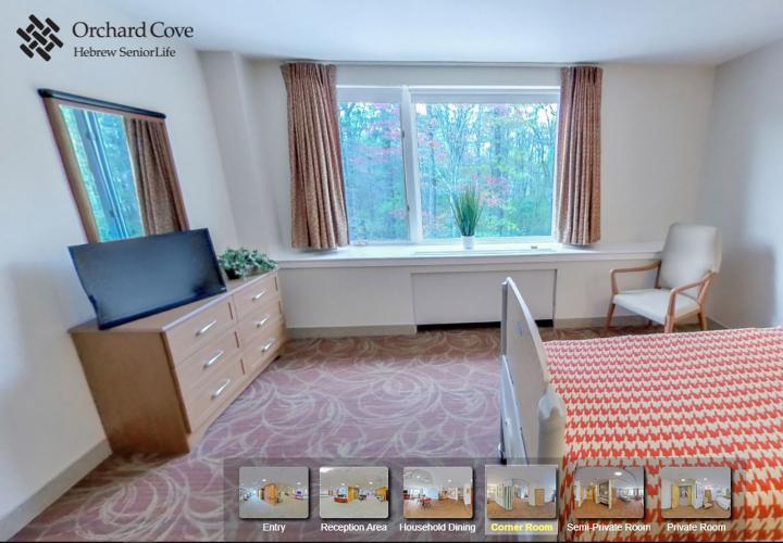 Explore the spaces and patient rooms of Orchard Cove’s skilled nursing community. 