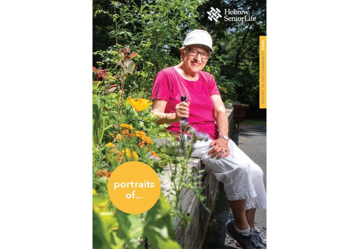 Cover of HSL's 2020 Report to the Community - An older woman sits by her garden